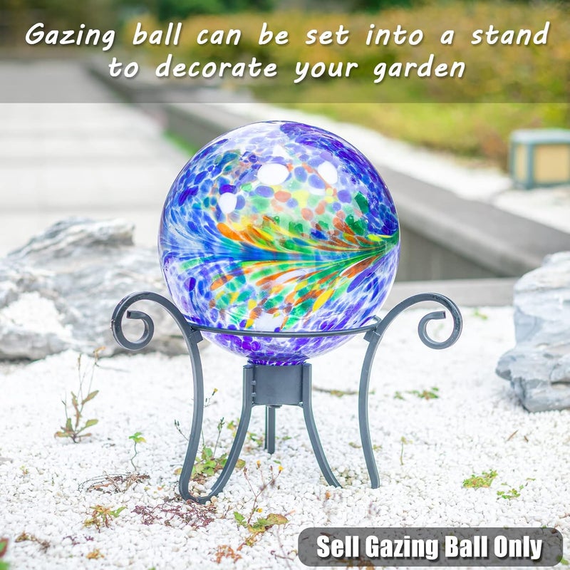 VCUTEKA Gazing Ball, Glass Gazing Globe Decorative Glass Gazing Globe/Ball/Sphere Lawn Ornament for Gardens, 10-Inch, Blue Swirl - Image 2